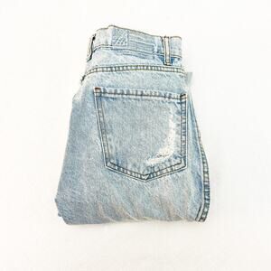 Revice Light Wash Button Fly Ripped Denim Jeans Straight Leg Size 24